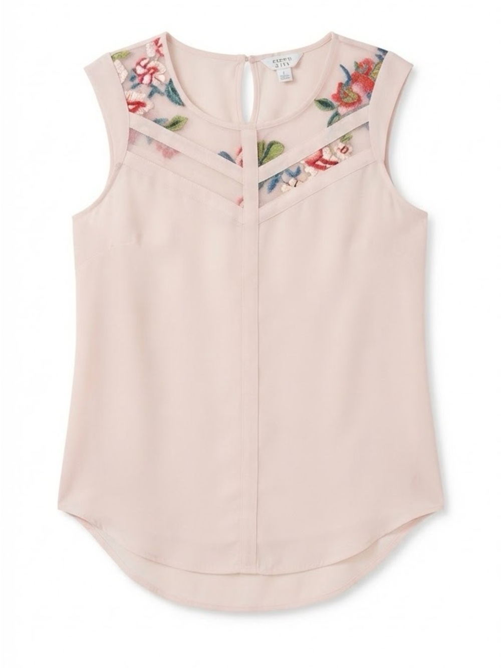 Candie's Fairycore Floral Embroidered Mesh Blouse Sleeveless Pink Size S